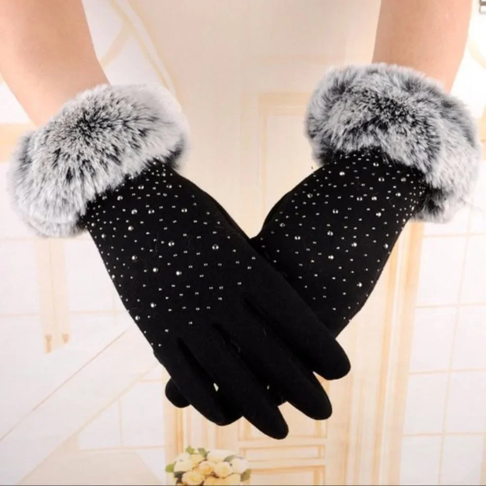 Luxurious Rhinestones Winter Gloves Touchscreen Gloves